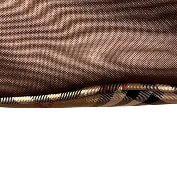 Burberry brown microfiber bucket black genuine leather trim  like new - Picture 15 of 16